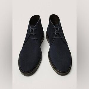 Massimo Dutti navy blue suede lace-up oxford boots Size 44(11)